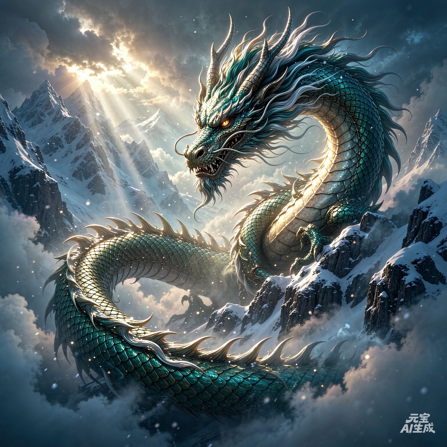 《龙渊》中的东方神龙盘绕于雪山云海之间